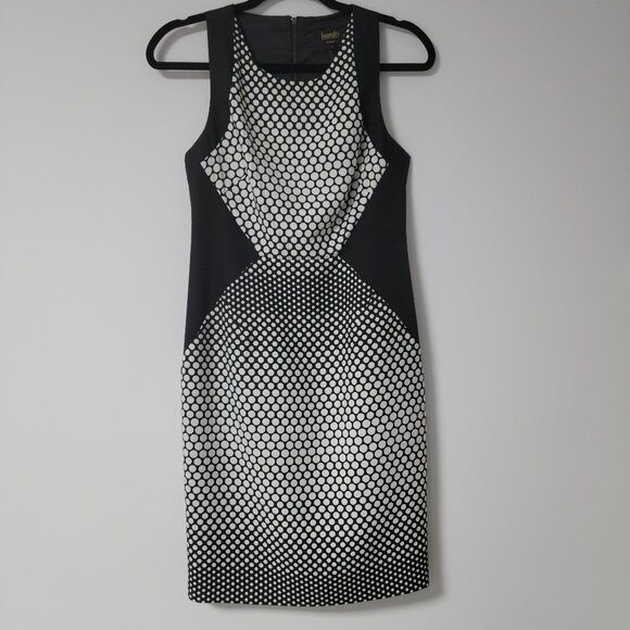 Laundry by Shelli Segal Black & White Polka Dot Colorblock Sheath Dress - Picture 1 of 12